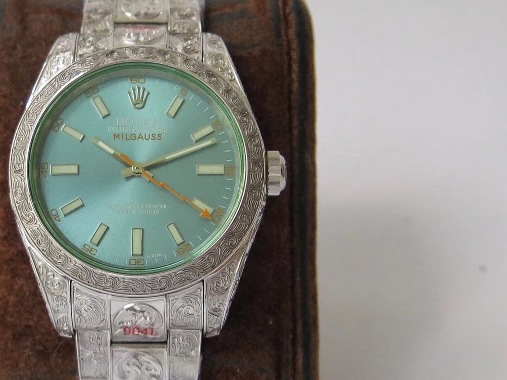 MILGAUSS 40MM STAINLESS STEEL ENGRAVED CASE BLUE DIAL