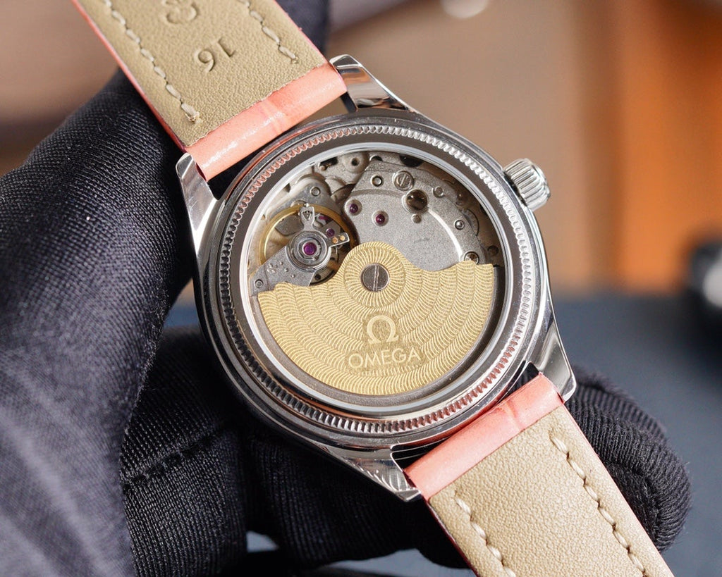 DE VILLE LADYMATIC 31MM MOP DIAL PINK LEATHER