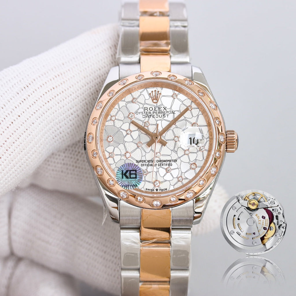 DATEJUST 31 TWO-TONE PINK GOLD STEEL GREY DIAL